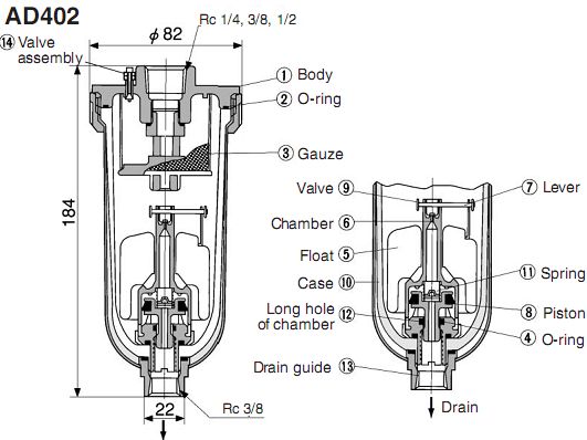 SMC自動排水器 AD402排水器